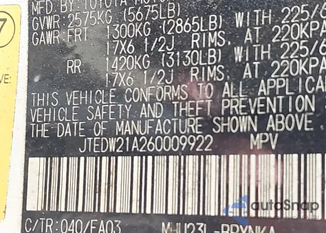 2006 Toyota Highlander Hybrid V6 from USA, damaged, VIN JTEDW21A260009922